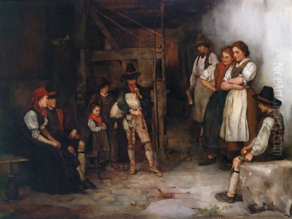 Der Dudelsackspieler Oil Painting by Rudolf Hirth Du Frenes