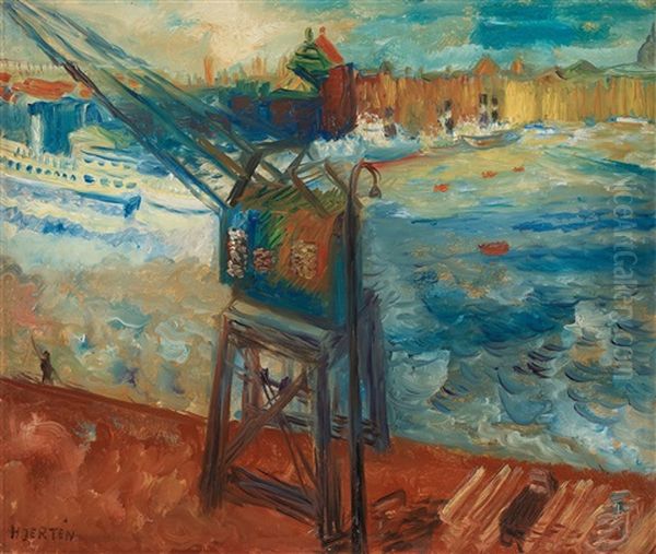 Utsikt Over Skeppsbron (view Over Skeppsbron) Oil Painting by Sigrid Hjerten
