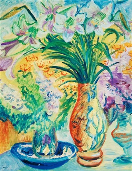 Blommor I Vaser Oil Painting by Sigrid Hjerten