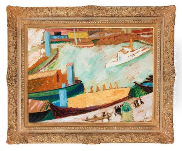 Kornhamnstorg Oil Painting by Sigrid Hjerten