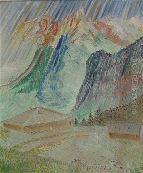 Alplandskap Oil Painting by Sigrid Hjerten