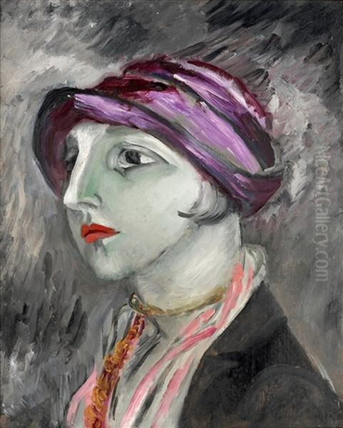 Den Violetta Hatten Oil Painting by Sigrid Hjerten