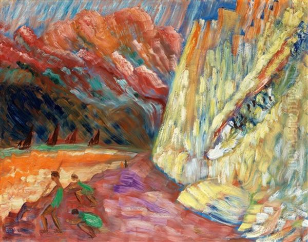 Kalkklippan, St. Aubin Oil Painting by Sigrid Hjerten