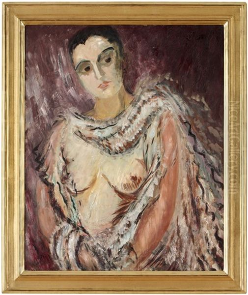 Modell Med Tyllsjal Oil Painting by Sigrid Hjerten