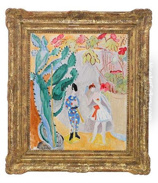 Harlequin Och Columbine Oil Painting by Sigrid Hjerten