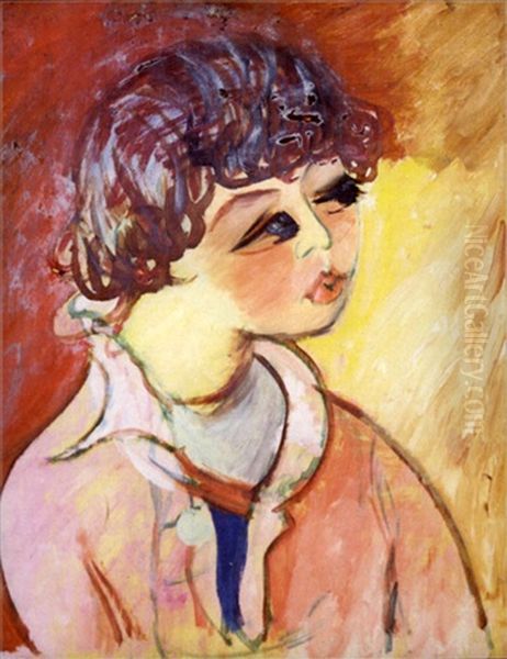 Portrait Of Sigrid Hjerten And Isaac Grunewald's Son, Ivan Oil Painting by Sigrid Hjerten