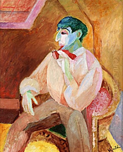 Isaac Med Pipan Oil Painting by Sigrid Hjerten