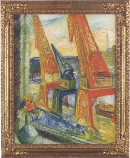 De Roda Lyftkranarna, Stadsgarden Oil Painting by Sigrid Hjerten