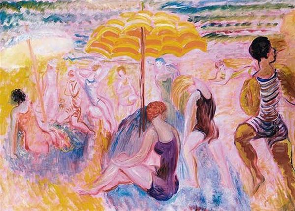 Badliv (bathers) Oil Painting by Sigrid Hjerten