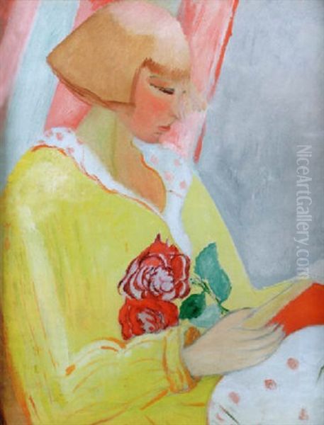 Kvinna I Gul Blus Oil Painting by Sigrid Hjerten