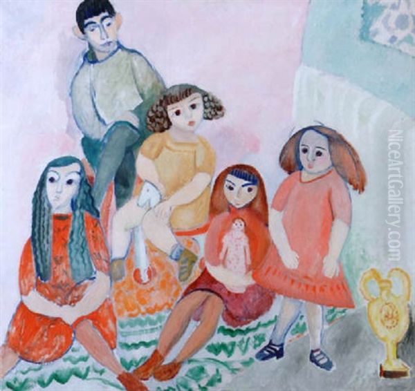 Barnen Oil Painting by Sigrid Hjerten