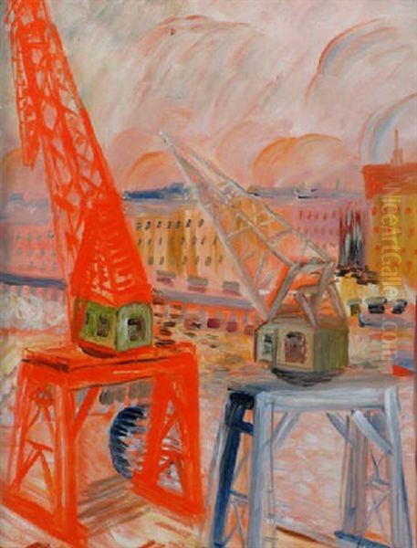 Den Roda Lyftkranen Oil Painting by Sigrid Hjerten