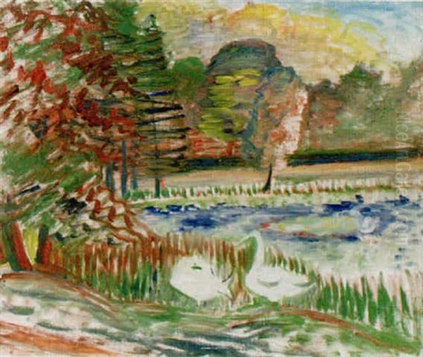 Parklandskap, Bois De Boulogne Oil Painting by Sigrid Hjerten