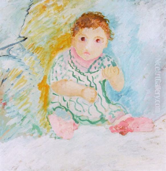 Ivan Med Rosa Sockor Oil Painting by Sigrid Hjerten