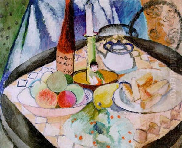 Stilleben Med Docka Och Frukter Oil Painting by Sigrid Hjerten