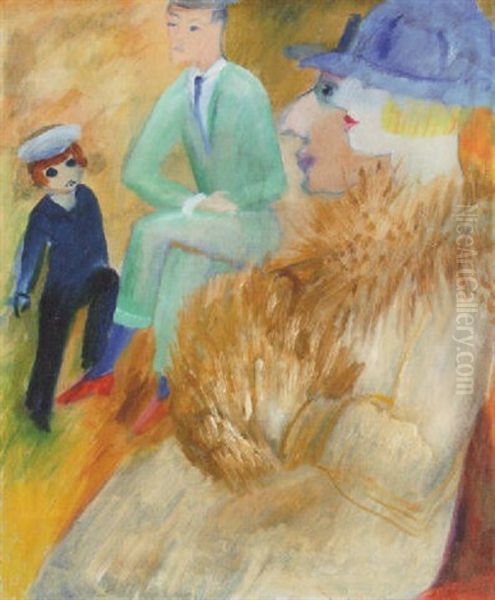 Bjornskinnsgarnityret Oil Painting by Sigrid Hjerten