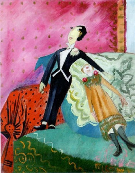 Dockorna - Sigrid Och Isaac Oil Painting by Sigrid Hjerten