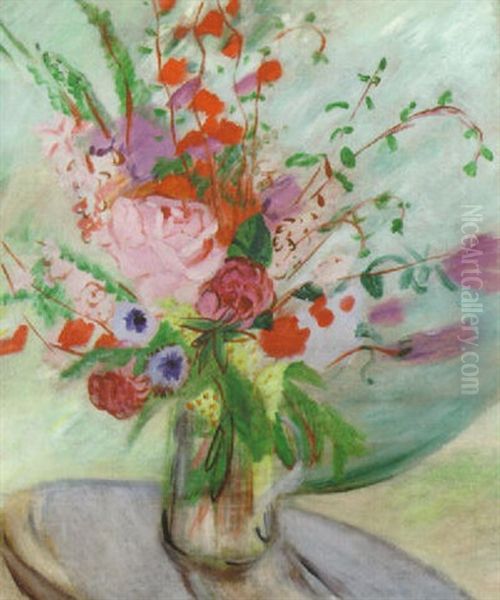 Blomsterstilleben I Glasvas Oil Painting by Sigrid Hjerten