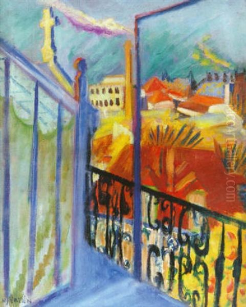 Ateljeterassen, Paris Oil Painting by Sigrid Hjerten