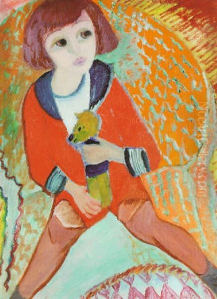 Ivan Med Teddybjorn Oil Painting by Sigrid Hjerten