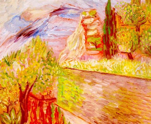 Terrasstradgarden I Roquebrune Oil Painting by Sigrid Hjerten