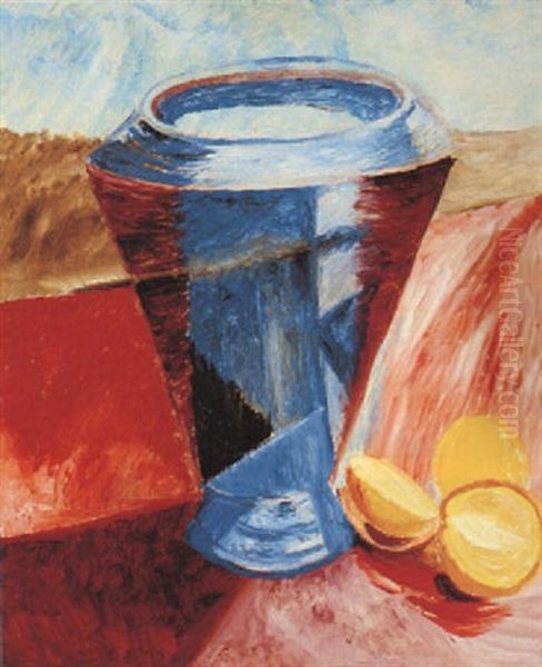 Den Bla Vasen Oil Painting by Sigrid Hjerten