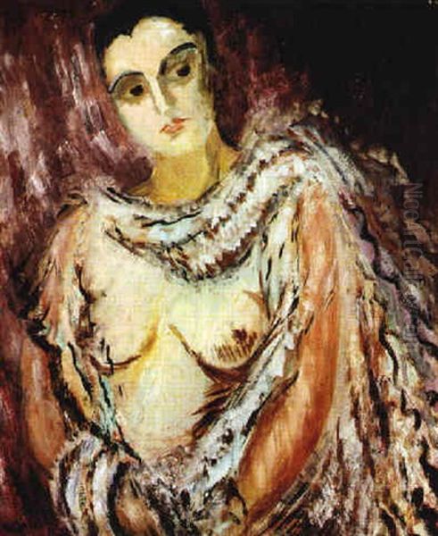 Modell Med Tyllschal Oil Painting by Sigrid Hjerten