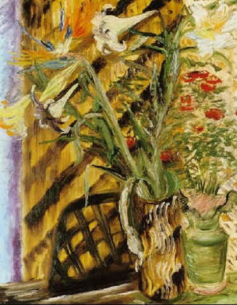 Blommor Pa Flygel Oil Painting by Sigrid Hjerten