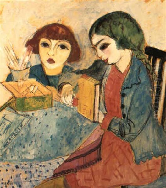 Kusinerna Oil Painting by Sigrid Hjerten