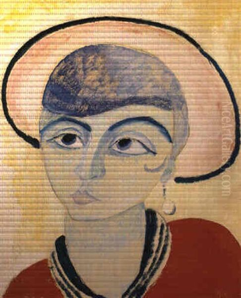 Flicka I Rosa Hatt Oil Painting by Sigrid Hjerten