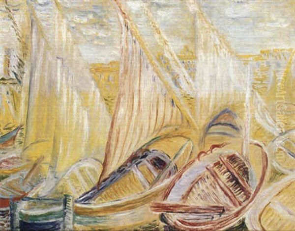 Hamnen I Collioure Oil Painting by Sigrid Hjerten