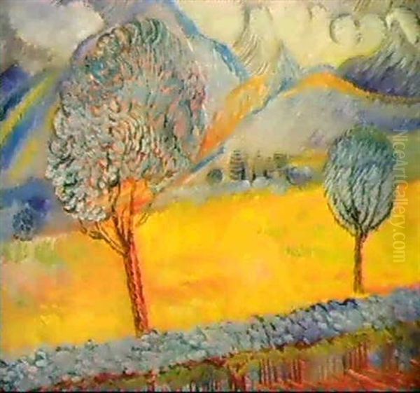 Sicilianskt Landskap Oil Painting by Sigrid Hjerten