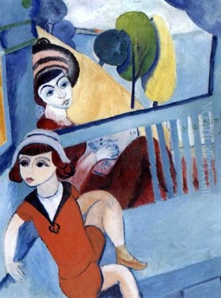 Den Bla Balkongen Oil Painting by Sigrid Hjerten