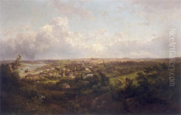 A View Of Vienna Oil Painting by Anton Hlavacek