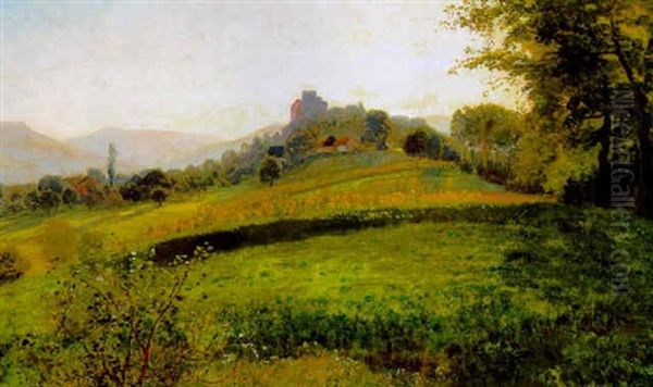 Blick Auf Die Habsburg In Der Schweiz Oil Painting by Anton Hlavacek