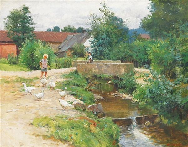 Slunny Den Na Nemecke Rybne Oil Painting by Oldrich Hlavsa