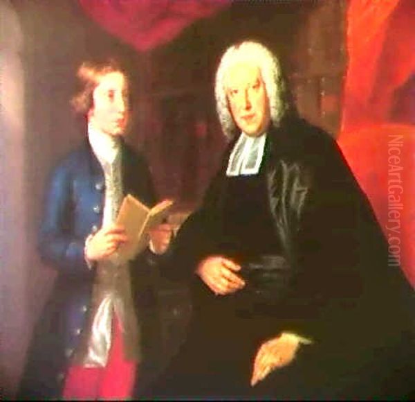 Portrait Of The Rev. William Freind (1715-1766) With His Son Robert (1740-1780) Oil Painting by William Hoare