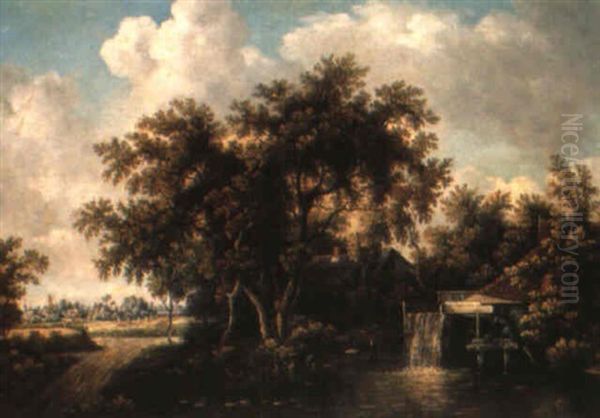 Le Moulin De Wantage Oil Painting by Meindert Hobbema