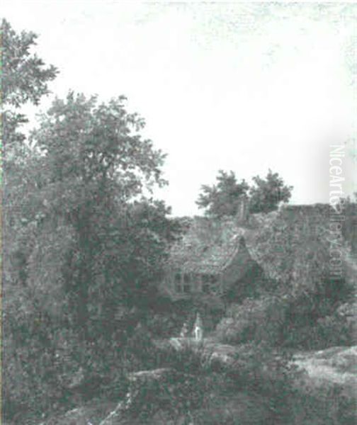 Forest Landscape Oil Painting by Meindert Hobbema