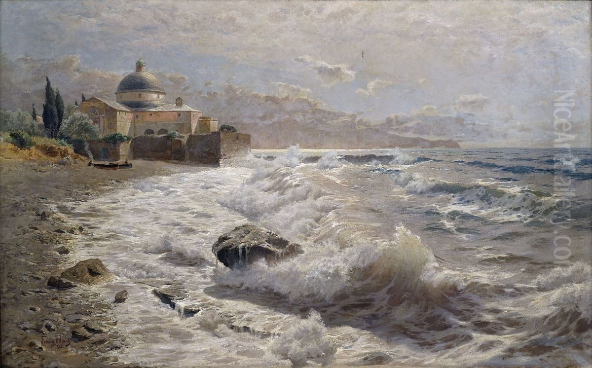 Italienische Kustenlandschaft Mit Einer Klosteranlage Oil Painting by Franz Xaver Hoch