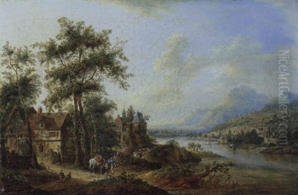 Phantastische Rheinlandschaft Oil Painting by Franz Hochecker