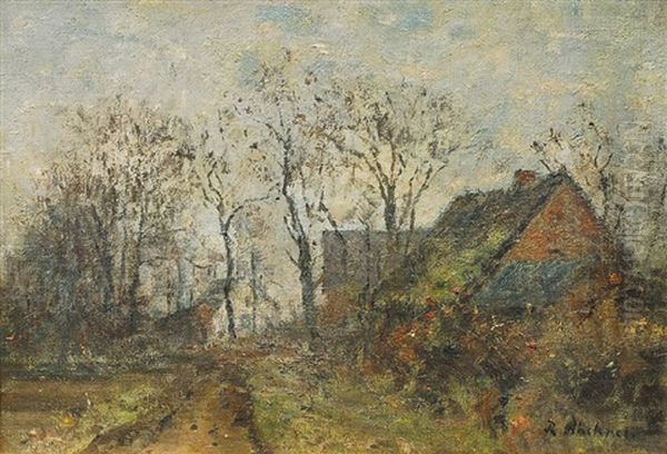 Dorf Mit Feldweg Oil Painting by Rudolf Hoeckner