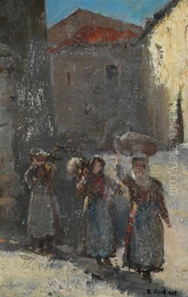 Strase In Taormina Oil Painting by Rudolf Hoeckner