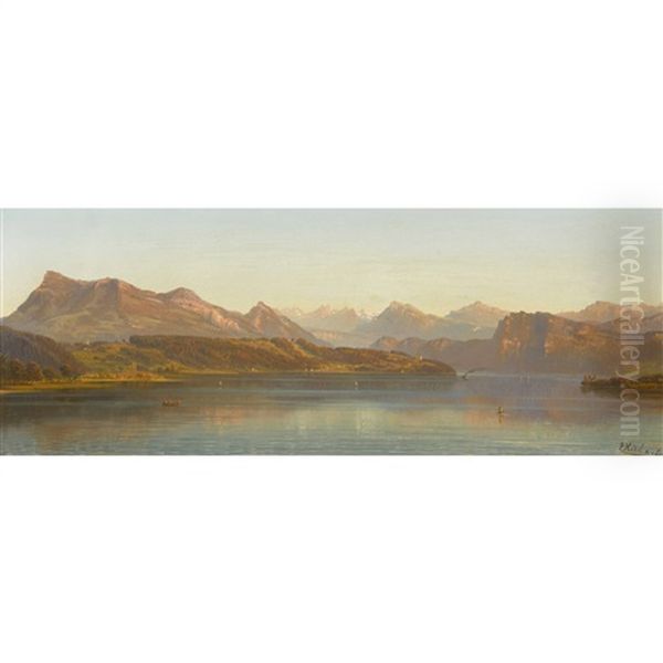Panorama Du Lac Des Quatre-cantons Oil Painting by Ernst Hodel the Elder