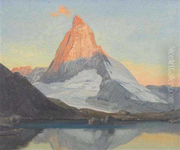 Das Matterhorn In Der Abendsonne Oil Painting by Ernst Hodel the Elder