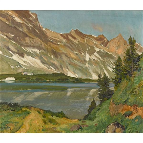 Alpsee Oil Painting by Ernst Hodel the Younger