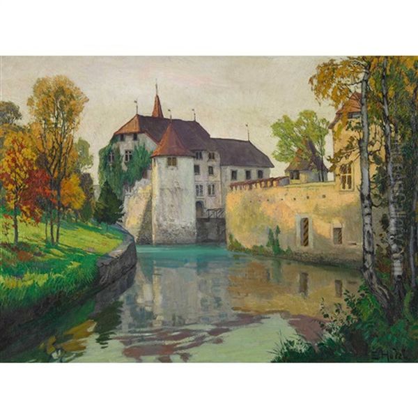 Schloss Hallwyl Oil Painting by Ernst Hodel the Younger