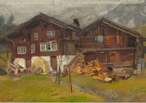Chalet Oil Painting by Ernst Hodel the Younger