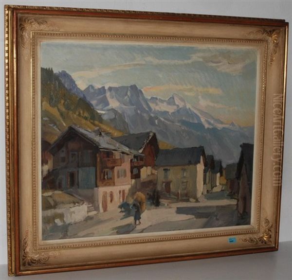 Sobrio Ob Giornico Oil Painting by Ernst Hodel the Younger