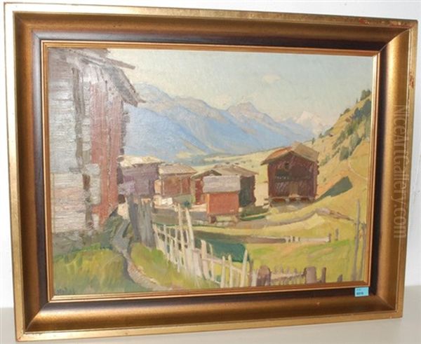 Sommerliche Landschaft Im Wallis Oil Painting by Ernst Hodel the Younger